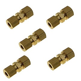 HongBoW Hardware 5 Pcs Brass Compression Tube Fitting Reducing Union 5/16" OD x 1/4" OD