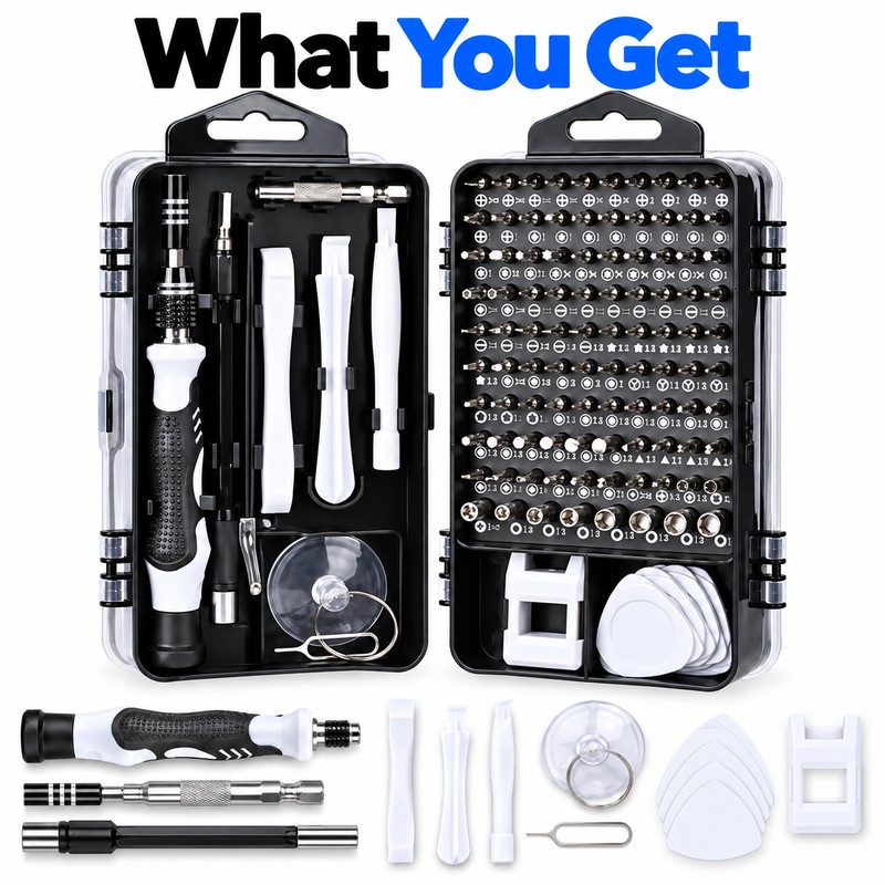 Precision Screwdriver Set for Home Electronics Repairs - Interchangeable Bits