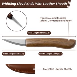 TEKCHIC Wood Carving Knife for Beginners - Whittling Knife with Leather Sheath for Adults, Professionals and Wood Carving Enthusiasts - Safety Woodworking Tools