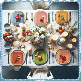 Tiangrid 60 Pcs Bright Wildflower Colorful Vintage Paper Plates 7 Inch Gradient Disposable Square Dessert Party Plates with Gold Edge for Birthday Wedding Bridal Baby Shower Party Supplies, 6 Colors