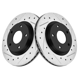 AutoShack Black Hat Drilled and Slotted Brake Rotors Front Brake Rotor Replacement Kit for 2013-2019 Nissan Sentra 1.8L FWD PR1081472LR