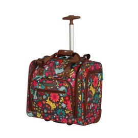 Lily Bloom Designer 15 Inch Carry On - Weekender Overnight Business Travel Luggage - Lightweight 2- Rolling Wheels Suitcase - Under Seat Rolling Bag for Women (Playful Garden Gray)