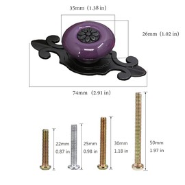 MARSTREE 2 in 1 Vintage Ceramic Drawer Cabinet Knobs and Pulls for DIY Home Furniture Cabinet Dresser Cupboard Bin Door Handles, Pack of 8 (Purple-Black)