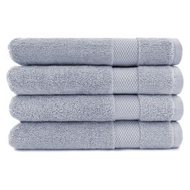 Maisonette Elegance 100% Organic Cotton Turkish Hand Towels - Soft, Absorbent Washcloths for Face - Ideal Quick Dry Large Towel Wash Cloth Set for Bathroom - (20" x 30", 4 Pack) - Light Gray (Shore)