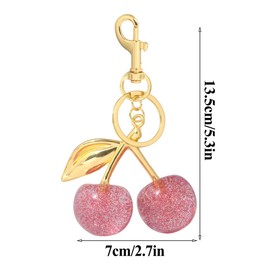 Paotxpum 2 PCS Cherry Keychain Bag Purse Charms Versatile Key Ring Cute Car Accessories Keys Bag for Handbag Wallet Car Phone Birthday Ideas For Women Gift