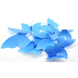 FiveSeasonStuff 24 Pcs Pure Blue 3D Butterfly Collection for Wall Decoration/Surface Decoration/Refrigerator Magnet/Butterfly Stickers / 3D Butterflies (with Magnet/Putty)
