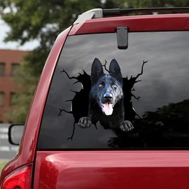fabisup German Shepherd Crack Car Sticker 3D Dog Car Window Sticker Suitable for Wall Car Glass Bumper Sticker Fridge Laptop