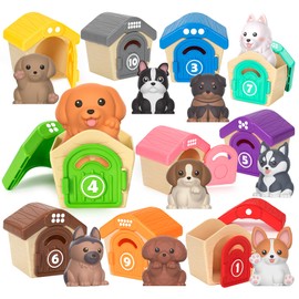 Aigybobo Learning Toys for Toddlers 1 2 3 Year Old, 20 Pcs Pet Dog Toys for Kids, Montessori Counting Matching Sorting Fine Motor Educational Playset, Puppy Gifts for Baby Boys Girls Age 12-18 Months