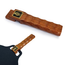 Multi Griddle Handle Cover, Fits JHQ 13.0 inches (33 cm), Grip Wood, Iron Handle Handle, Brass Metal Name Tag Design, Handle Wood Cover for Multi-Griddle Prevents Burns, Easy Installation