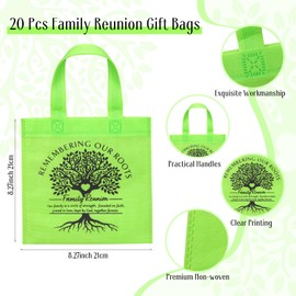 Sweetude 20 Pcs Family Reunion Party Favors Gift Bags Multicolor Family Tree Non Woven Gift Bags Remembering Our Roots Treat Tote with Handles for Gathering Party Supplies