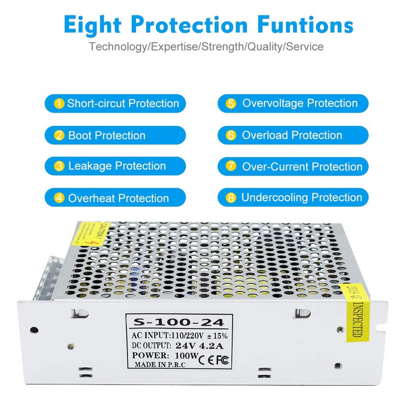 inShareplus 24V 4.2A 100W, DC Universal Regulated Switching Power Supply,