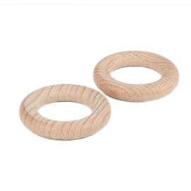 SiAura Material Pack of 2 Natural Beech Wood Rings 5 cm with 2.9 cm Hole Round for Crafts Macrame Napkins Rings Curtain Rings Decoration