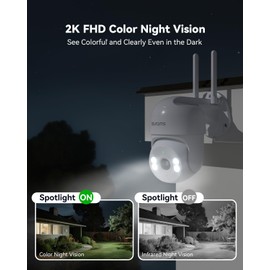 blurams Security Camera Outdoor, 2K CCTV Cameras House Security, IP66 WiFi Camera 360° Pan/Tilt, Color Night Vision, Motion/Sound Detection, 2-Way Talk, Siren, Cloud&SD, Works with Alexa(2.4GHz Only)
