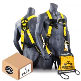 KwikSafety THUNDER 3D Ring Full Body Safety Harness ANSI OSHA Fall Protection - 3D RING, 2 PACK (SAVE $5)