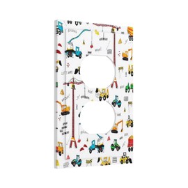 Excavator Tractor Machinery Truck 1 Gang Outlet Covers Duplex Wall Plate Decorative Light Switch Cover Electrical Receptacle Swichplate Faceplate for Boys Bedroom