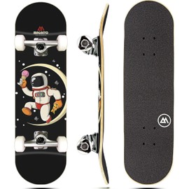 Magneto Complete Skateboard - 27.5" x 7.5" - 6-Layer Canadian Maple Double Kick Concave Deck - Cruiser Board for Kids, Teens & Beginner Skateboard