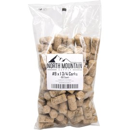 North Mountain Supply 100#9 x 1 3/4" Premium Natural Agglomerated Corks and 100 Black PVC Shrink Capsules