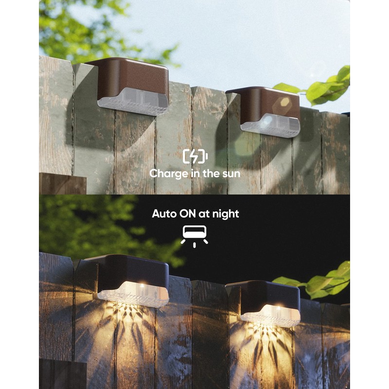 JACKYLED Solar Fence Lights 16 Pack Outdoor Solar Deck Light