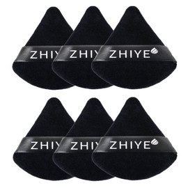 ZHIYE 6pcs Triangle Powder Puffs, Reusable Face Makeup Puff, Multifunctional Facial Makeup Tool Wet, Dry Dual-Use Makeup Sponge for BB CC Cream Liquid Foundation(BLack)