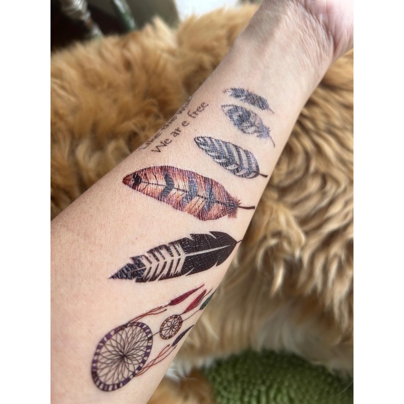 QC904 Temporary Feather Tattoo Flower Tattoo Dream Catcher Tattoo No.
