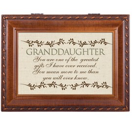 Cottage Garden Granddaughter Woodgrain Music Box/Jewelry Box Plays Amazing Grace