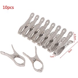 LATRAT Towel Clip, Pack of 10 Stainless Steel Beach Towel Clips, Metal Clips Jumbo Size Towel Clip for Beach Pool Daily Laundry, Heavy Bath Towel