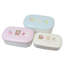 Hokkori Mokomocha Antibacterial 3P Nesting Lunch Box, Rectangle