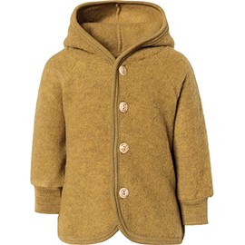 Engel Wool Fleece Baby Jacket with Hood (Babyjacke Fleece Schurwolle) - Saffron melange, size: 86-92