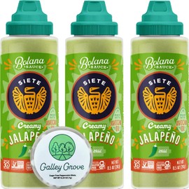 Siete Creamy Jalapeño Botana Sauce, Mild Heat, 8.5 oz 3-Pack, Gluten-Free, Made With Avocado Oil, Bundle With Galley Grove Sugar Free Peppermint Breath Mints