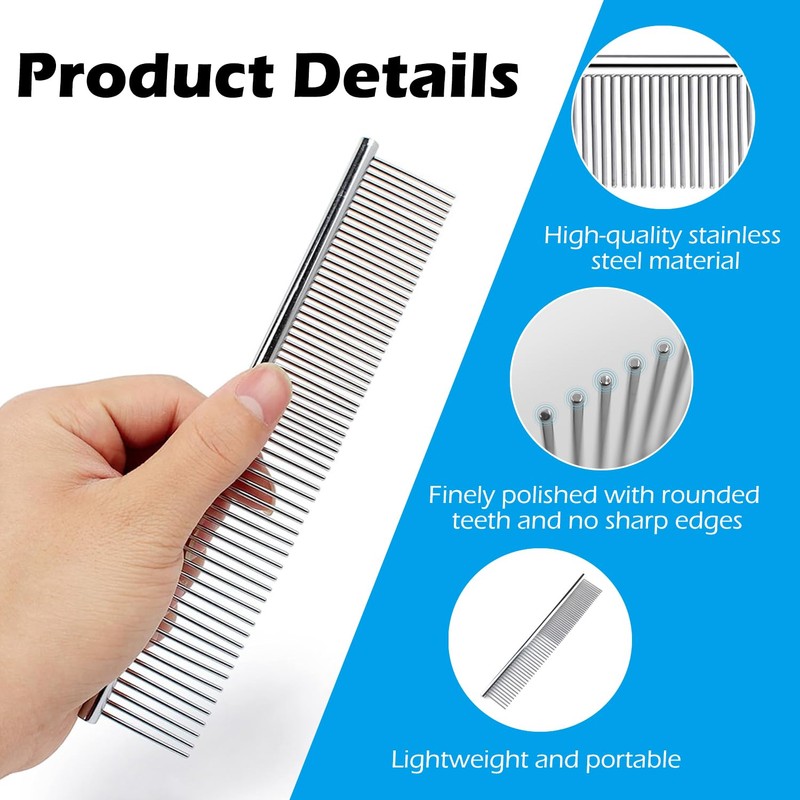 Dog Comb & Cat Comb, Stainless Steel Pet Comb, Gently