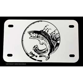 OwnTheAvenue Bass Fish Fishing Ocean Motorcycle Metal License Plate