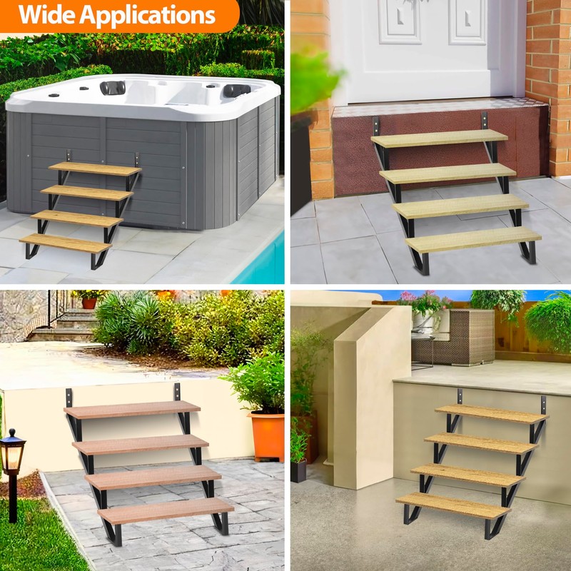 Toriexon Steel Stair Step Riser 2 Pack, 4-Step Steel Stair
