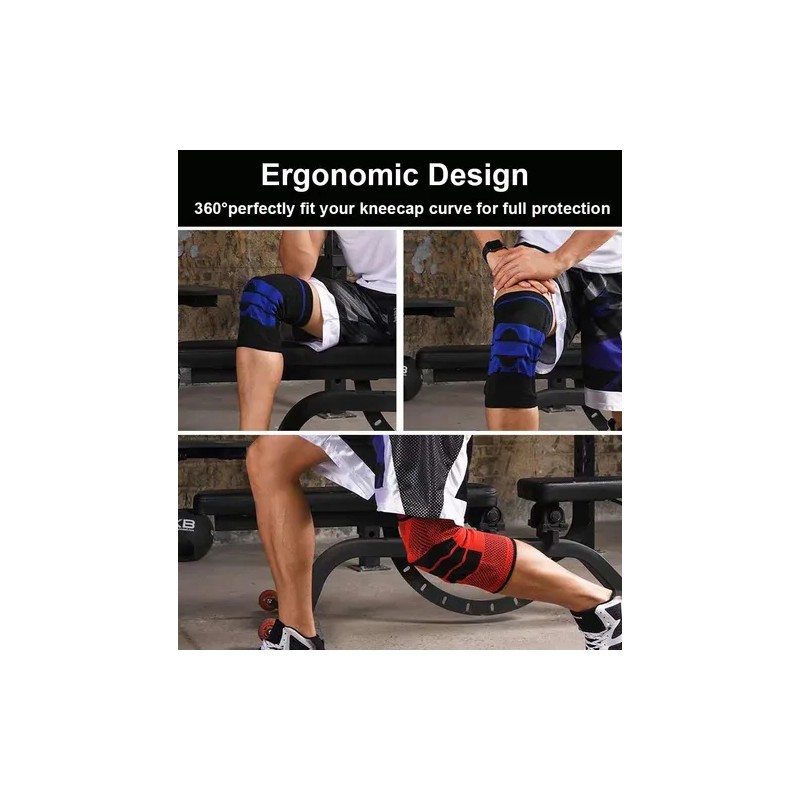 4pc Rodillera Elstica Compresin Para Gym Deportes Correr Negroazul Xl