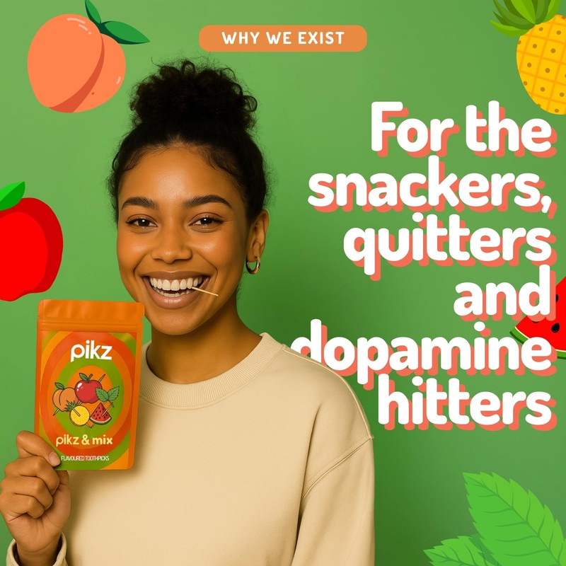 pikz Flavoured Toothpicks – Bold Natural Flavours, Resealable Packs –