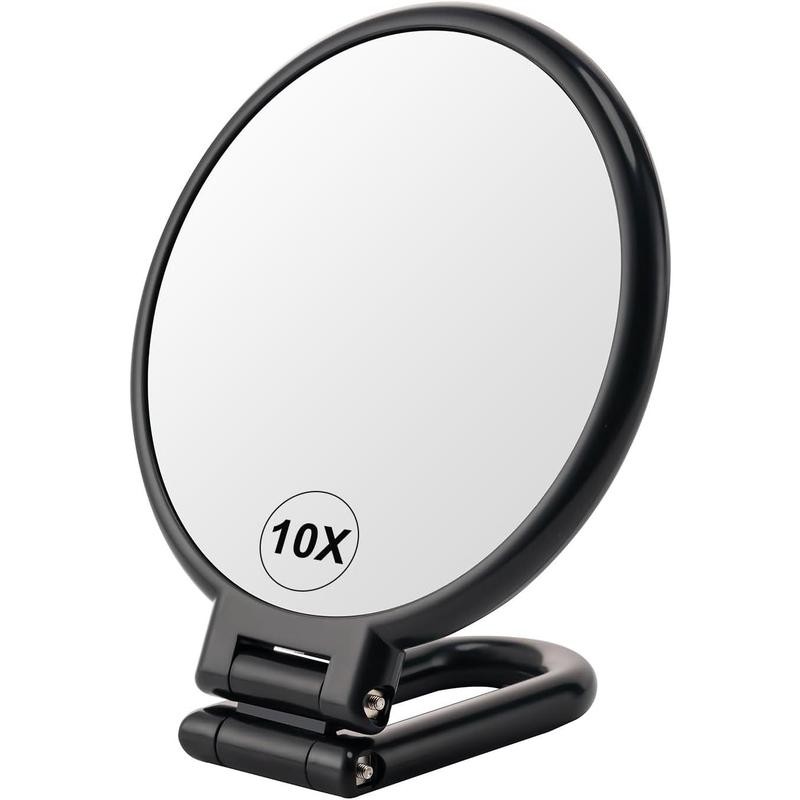 1X/10X Magnifying Handheld Mirror Double Sided, Foldable Travel Makeup Mirror,