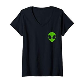 Womens Funny Costume Alien Head V-Neck T-Shirt