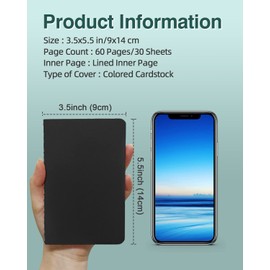 Lzerking Mini Notepads Bulk 36 Pack Small Journal Pocket Notepad-Black Cover Notebooks 3.5 x 5.5 Inches, 30 Sheets/60 Pages, for Kids to Writing