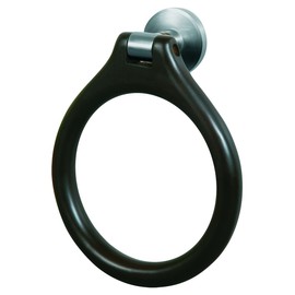 Bisk 00975 Madagaskar Hand Towel Ring in Brushed Nickel and Wood, 16.8 x 5.7 x 20.5 cm