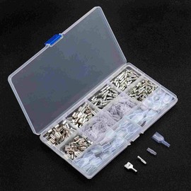 Litorange CA/CW104 Double Giboshi Terminal Set, 240 Pieces, Bifurcated, Male/Female Type, Insulated Sleeve, Terminal Wiring, Processing, DIY, Brass, Bare Crimp Terminal, Universal Use, Waterproof,
