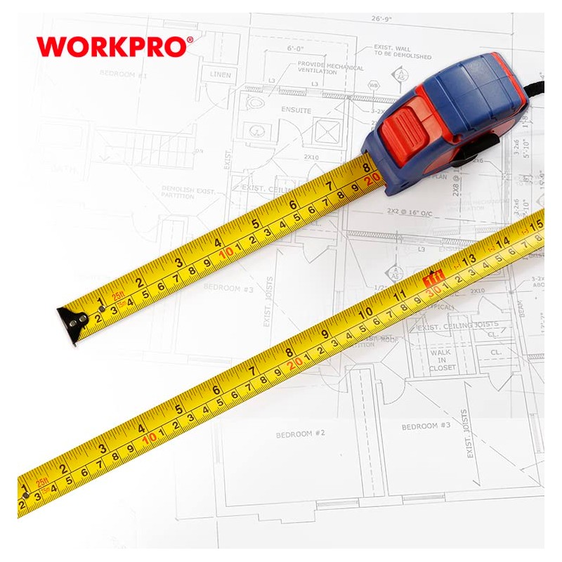 WORKPRO 7.5m 25mm Plastic Tape with Lower Lock 13 x