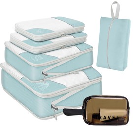 ZFWDSY Compression Packing Cubes 6 sets,Travel Luggage Packing Organizers Extensible Suitcase Organiser Bags Set for Travel Essentials Bag or Home Storage