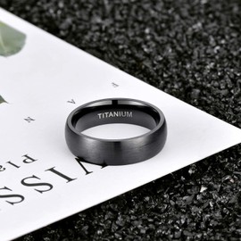 Zakk Women's and Men's Black Titanium Wedding Rings Partner Rings Engagement Rings Brushed Comfort Fit 6 mm 8 mm, Titanium, No Gemstone