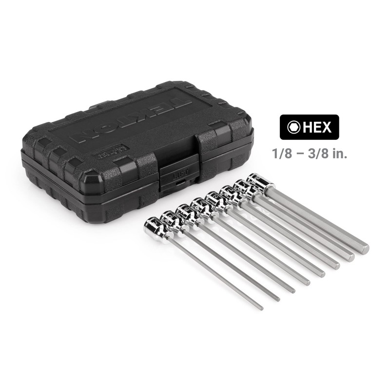 TEKTON 3/8 Inch Drive Long Hex Bit Socket Set with
