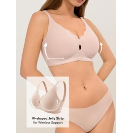 LUCKMEEY Bras for Women No Underwire Wave Push Up Wireless Bra Seamless Bras Full Coverage Bralettes Lift Everyday Bras Skin