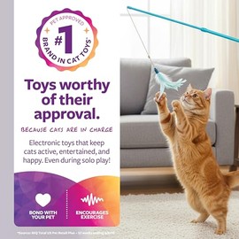 SmartyKat Juguete de Varita de Plumas para Gato, Extensible hasta 24 Pulgadas, Azul, Talla única