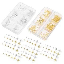 TOVINANNA 2 Boxes Metal Studs for Nail Art Silver Gold Charms for DIY Manicure Decorations Unique Accessories for Parties and Everyday Wear