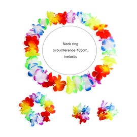 AEIOPRS Set of 2 Hawaiian Necklaces, Hawaii Flower Chain, Flower Chain, Hair Band, Bracelets, Grass Skirt, Party Costume Accessories, Flower Chain for Carnivals, Christmas, New Year, Cheerleading,