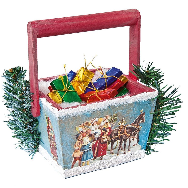 VBS Basket with Handle, Raw Wood, Approx. 11 x 11