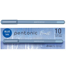 Pentonic Ballpoint Pens, 10 Count, Frosted Pale Blue Barrel with Blue Ink, 0.7 mm Fine Point, Smooth Writing For Journaling & Note Taking (PEN13085)