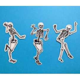 3 Skeleton Dancing Gothic Skull Vinyl Sticker Decal Premium Quality Multicolor for Car Bumper Truck Van SUV Window Wall Boat Cup Tumblers Laptop or Any Smooth Surface 5x4